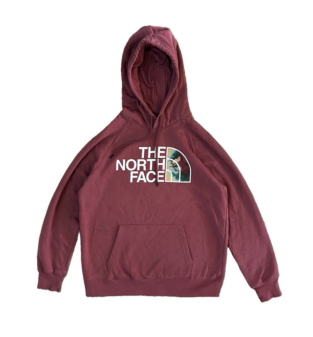 The North Face Pulllover Drawstring Hoodie Burgandy Tie Dye Logo Women’s M NWOT